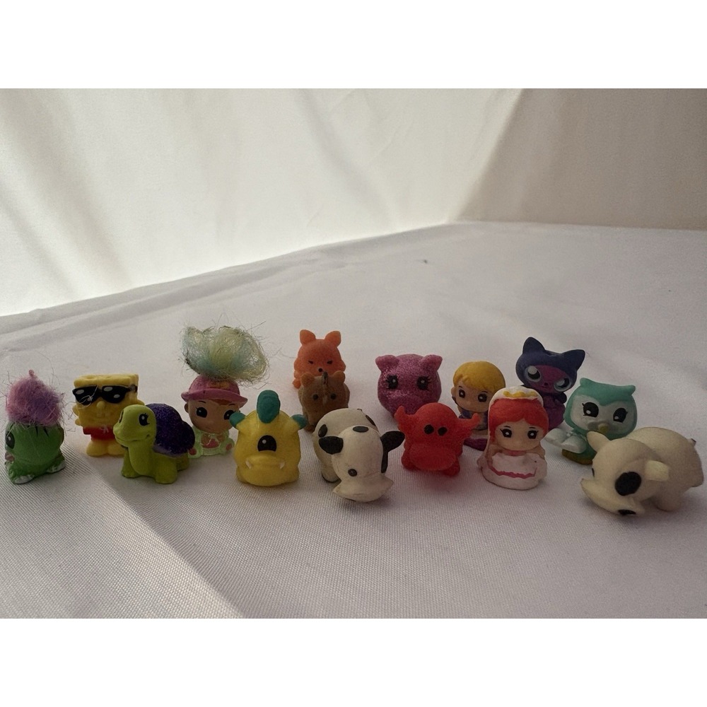 Squinkies Mixed Lot of 15 Miniature Collectible Figures Toys Animals Characters